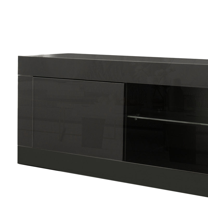 Black TV cabinet with color-changing light strip, suitable for living room, bedroom, etc