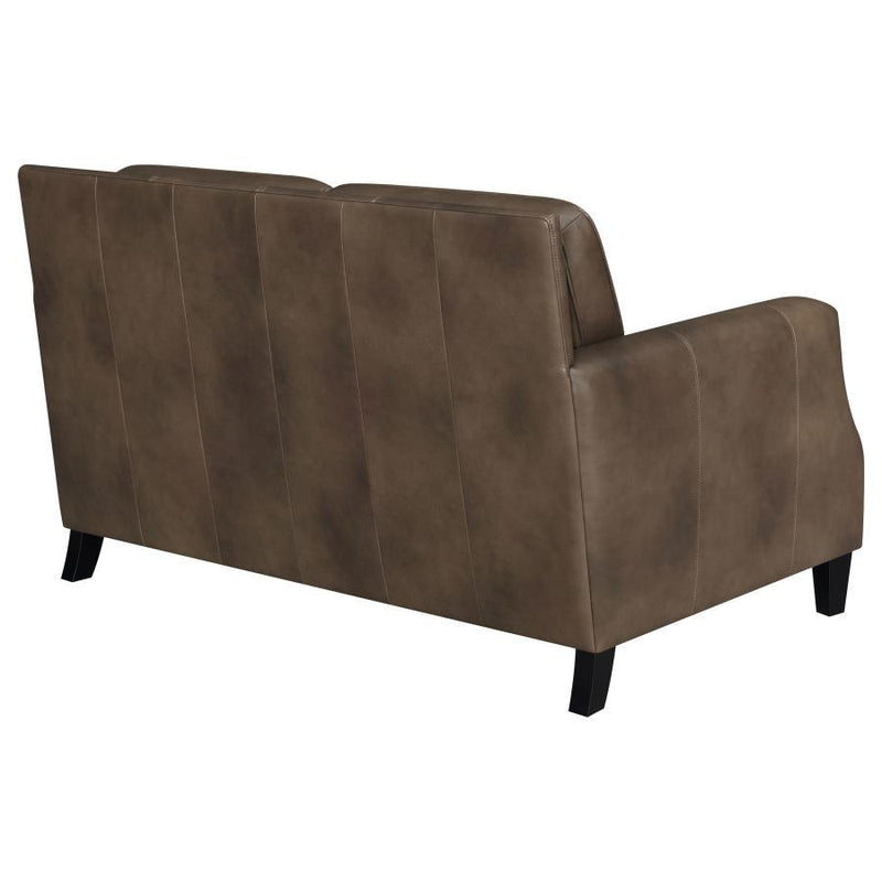 Leaton - Upholstered Recessed Arm Loveseat - Brown Sugar