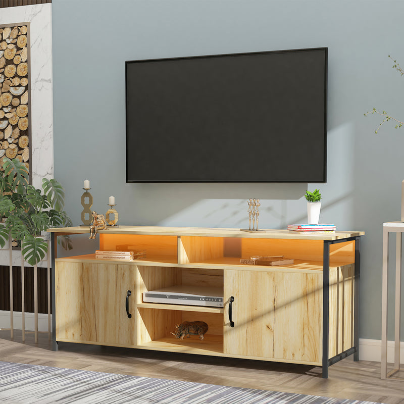 TV Stand ,Modern Wood Universal Media Console with Metal Legs, Home Living Room Furniture Entertainment Center,oak