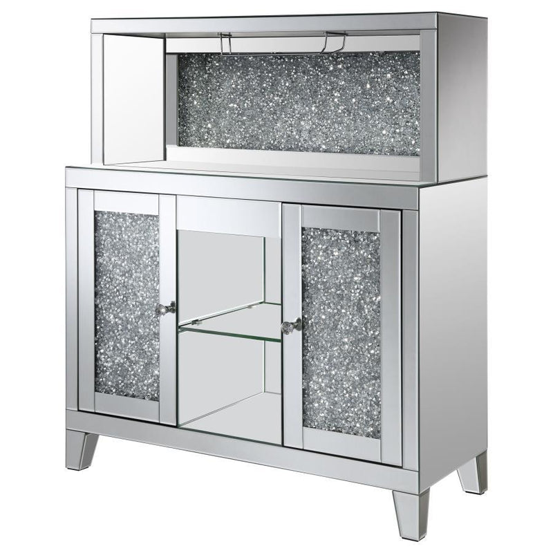 Yvaine - 2-Door Mirrored Acrylic Home Bar Wine Cabinet - Silver