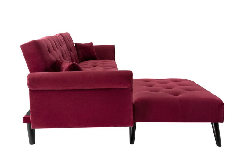 Convertible Sofa bed sleeper red velvet（W223S00006、W223S00458、W223S00873）