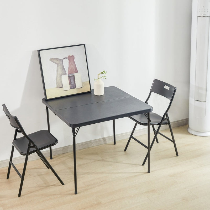 5-Piece Folding Table and Chair Set, Black - Atlantic Fine Furniture Inc