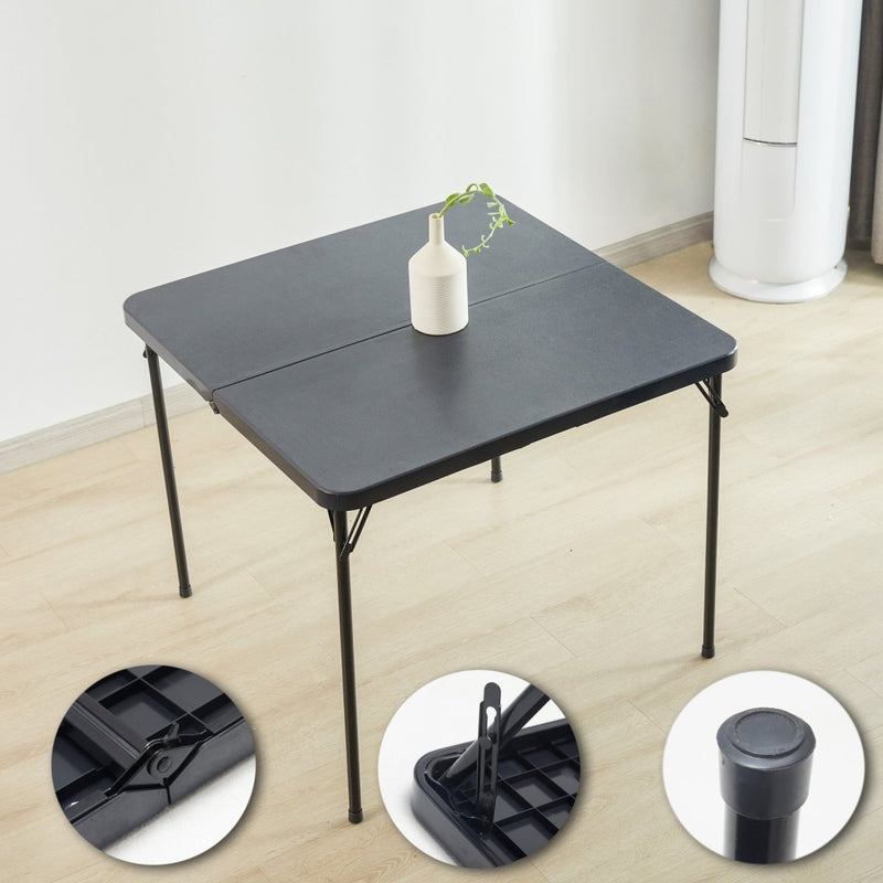 5-Piece Folding Table and Chair Set, Black - Atlantic Fine Furniture Inc