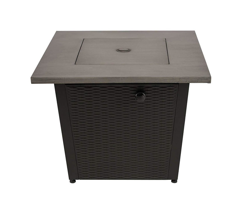 50,000 BTU 32inch Square Outdoor Propane Fire Pits Table, Gray Wood Grain Table Top with Lid, ETL Certification, for Garden Poolside Patio Backyard Deck - Atlantic Fine Furniture Inc