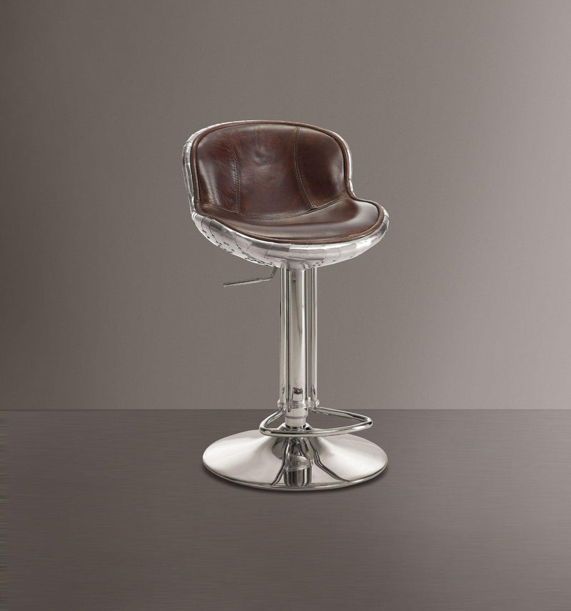 Brancaster - Stool - Vintage Brown Top Grain Leather & Aluminum - Atlantic Fine Furniture Inc