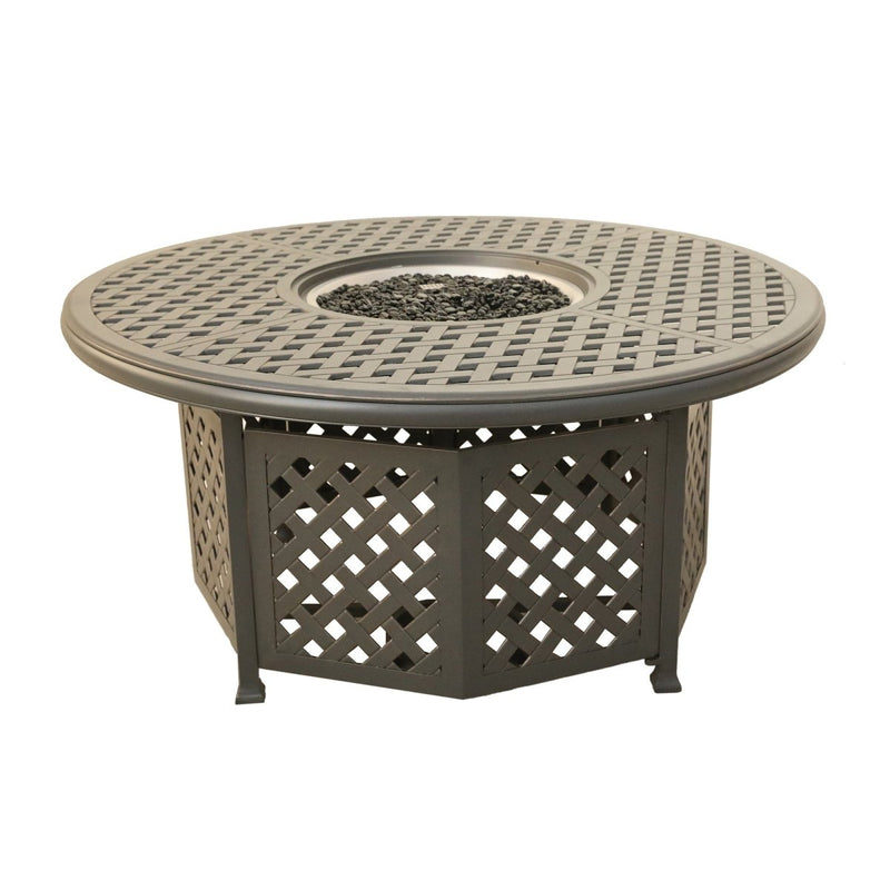 52" Round Cast Aluminum Propane Gas Firepit Table, Dessert Night - Atlantic Fine Furniture Inc