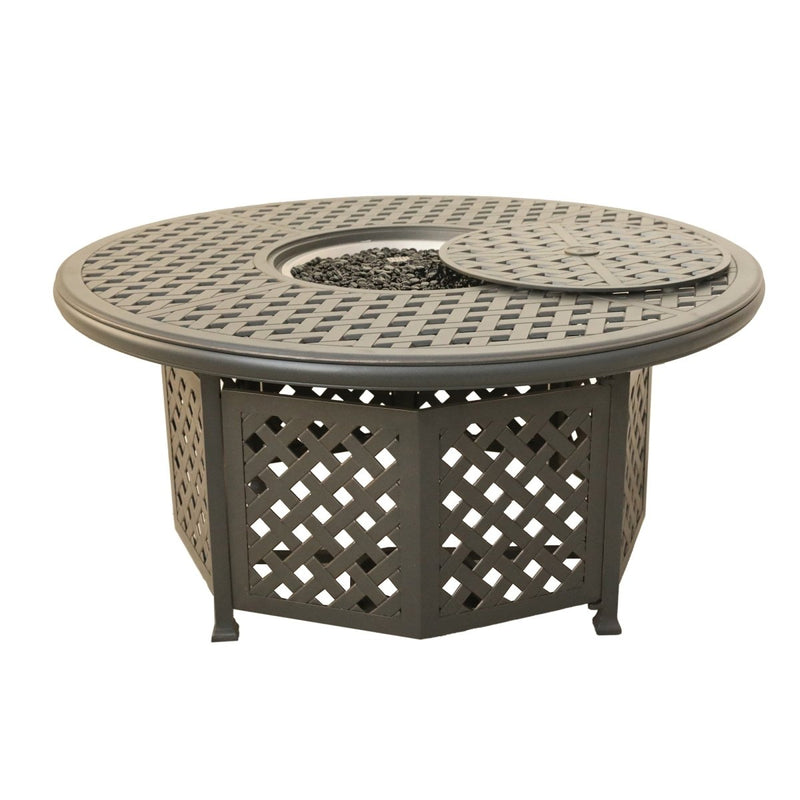 52" Round Cast Aluminum Propane Gas Firepit Table, Dessert Night - Atlantic Fine Furniture Inc