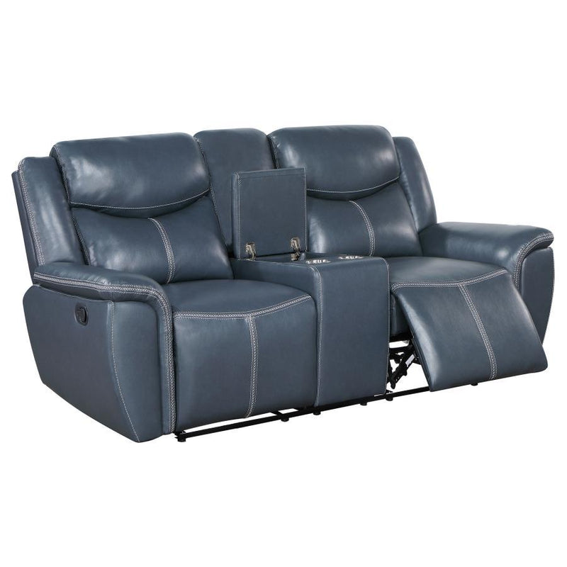 Sloane - Upholstered Padded Arm Reclining Loveseat - Blue