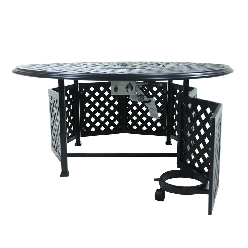 53" Round Aluminum Propane Gas Firepit Table, Espresso Brown - Atlantic Fine Furniture Inc