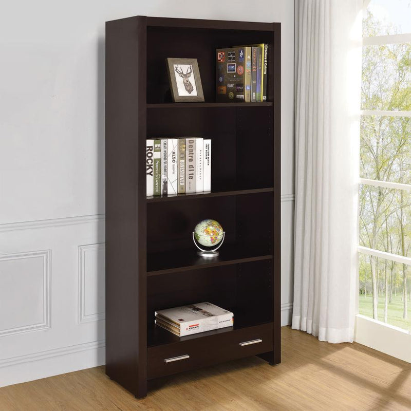 Skylar - 5-Shelf Bookcase With Drawer - Cappuccino