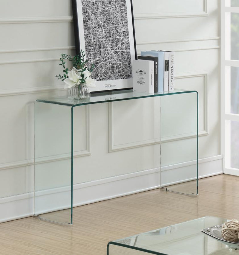 Ripley - Tempered Bent Glass Entryway Console Table - Clear - Atlantic Fine Furniture Inc