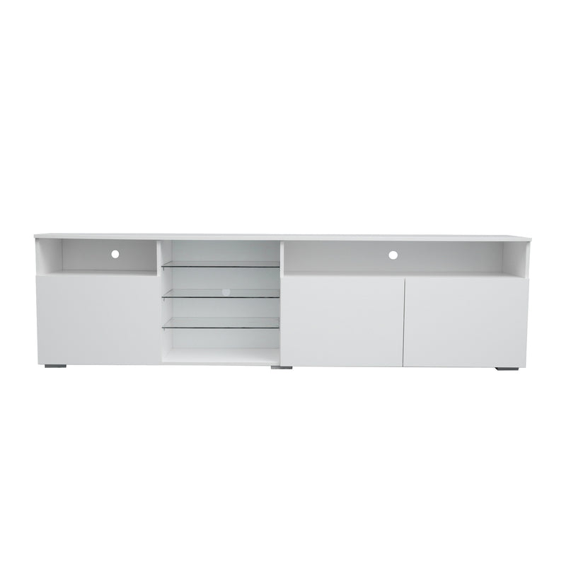 TV Stand  High Gloss Doors Modern TV Stand LED (White)