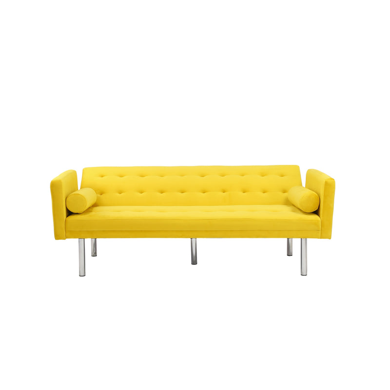 Square arm sleeper sofa Yellow Velvet ***Not available for sale on Walmart***