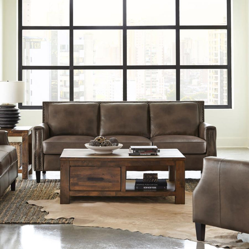 Leaton - Upholstered Recessed Arm Sofa - Brown Sugar