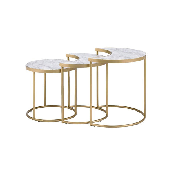 Anpay Coffee Table - Faux Marble & Gold