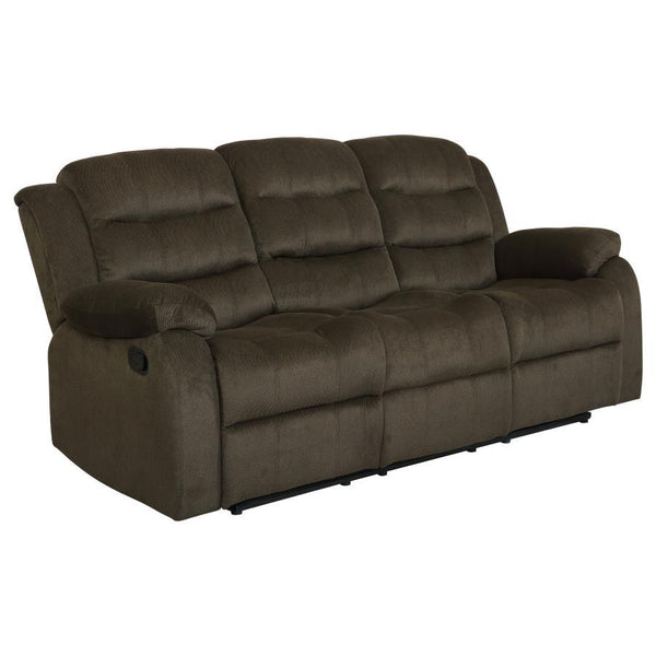 Rodman - Upholstered Padded Arm Reclining Sofa - Olive Brown - Atlantic Fine Furniture Inc