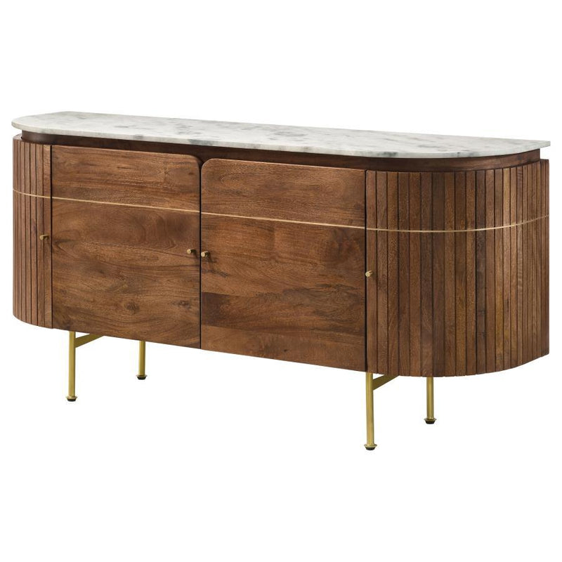 Ortega - 4 Door Marble Top Sideboard Buffet Cabinet - Natural