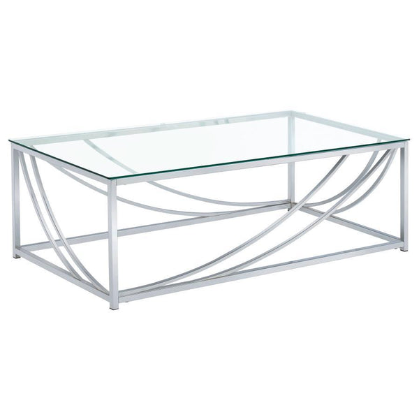 Lille - Rectangular Glass Top Coffee Table - Chrome - Atlantic Fine Furniture Inc