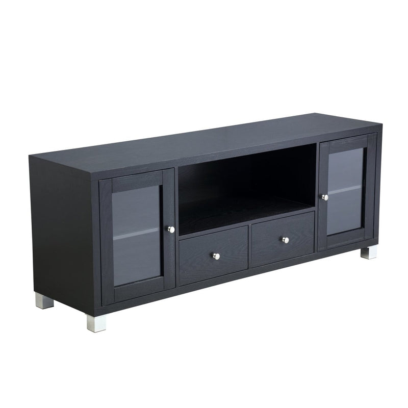 58" TV Stand Console 2 Doors and 2 Drawers -Black - Atlantic Fine Furniture Inc