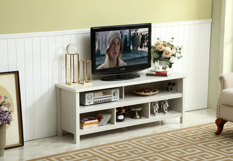 58" Wood TV Stand Console - White Wash - Atlantic Fine Furniture Inc