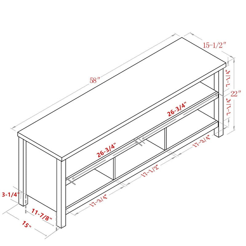 58" Wood TV Stand Console - White Wash - Atlantic Fine Furniture Inc