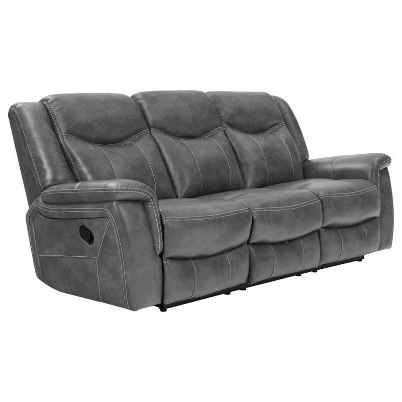 Conrad - Upholstered Padded Arm Motion Sofa - Gray - Atlantic Fine Furniture Inc