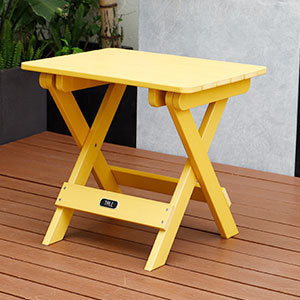 TALE Adirondack Portable Folding Side Table Square All-Weather and Fade-Resistant Plastic Wood Table Perfect for Outdoor Garden, Beach, Camping, Picnics Yellow