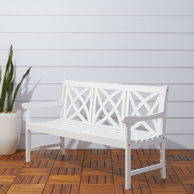 Bradley Outdoor Patio 5-foot Wood Garden Bench in White