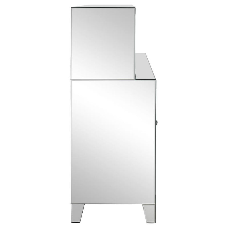 Yvaine - 2-Door Mirrored Acrylic Home Bar Wine Cabinet - Silver