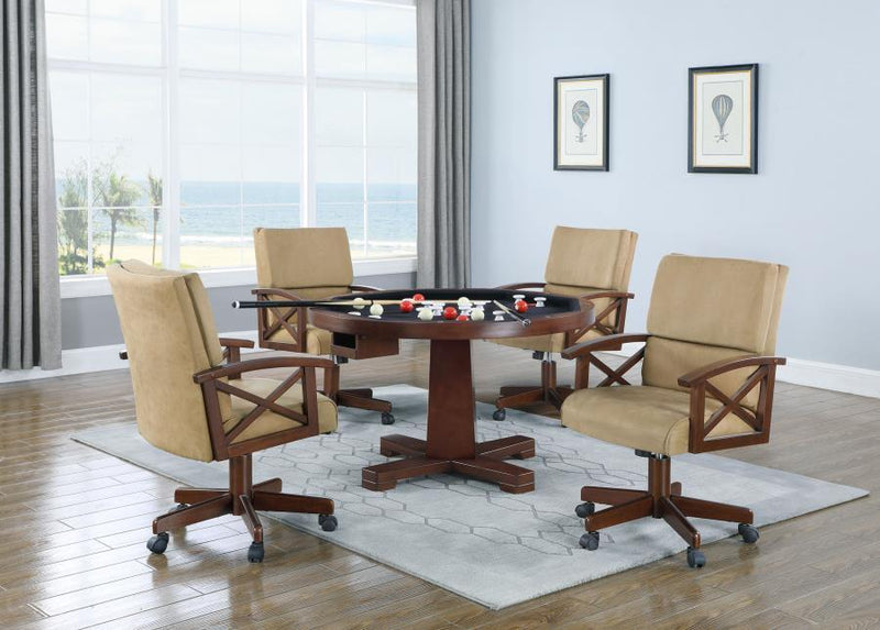 Marietta - Round Dining And Billiard Poker Game Table - Tobacco