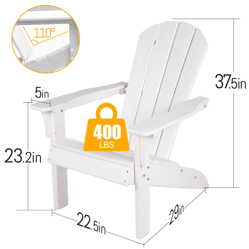 HDPE Adirondack Chair Sunlight Resistant no-Fading Snowstorm Resistant Outdoor Chair Patio Adirondack Chairs Ergonomic Comfort Widely Used for Fire Pits Decks Gardens,Campfire Chairs - White