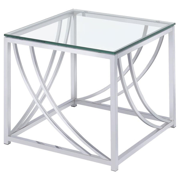 Lille - Square Glass Top Side End Table - Chrome - Atlantic Fine Furniture Inc