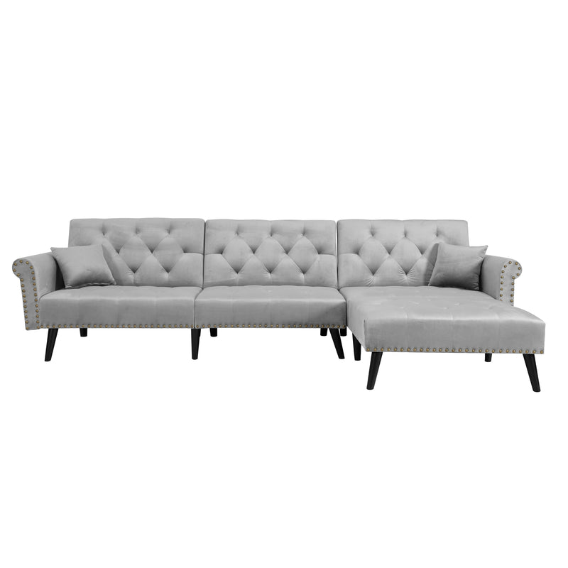 Convertible Sofa bed sleeper Light Grey velvet（W223S00002、W223S00708、W223S00870）