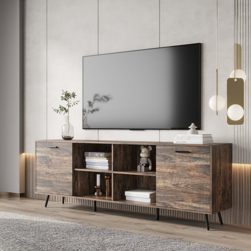 TV Stand Mid-Century Wood Modern Entertainment Center Adjustable Storage Cabinet TV Console for Living Room