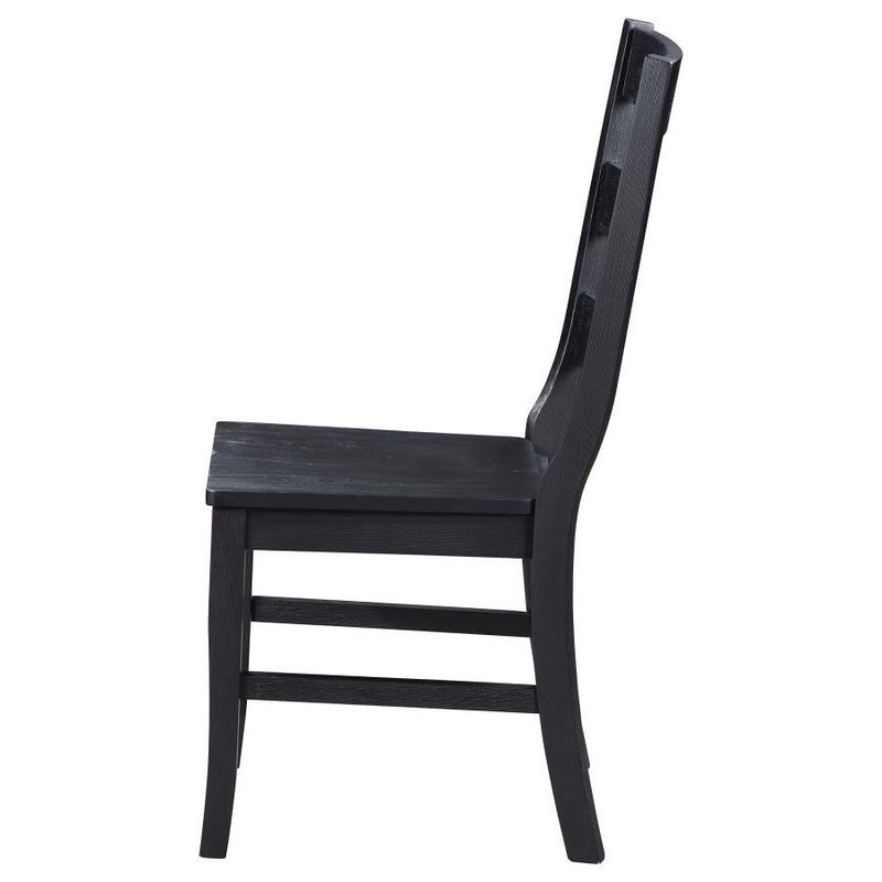 Newport - Ladder Back Wood Dining Side Chair (Set of 2) - Black