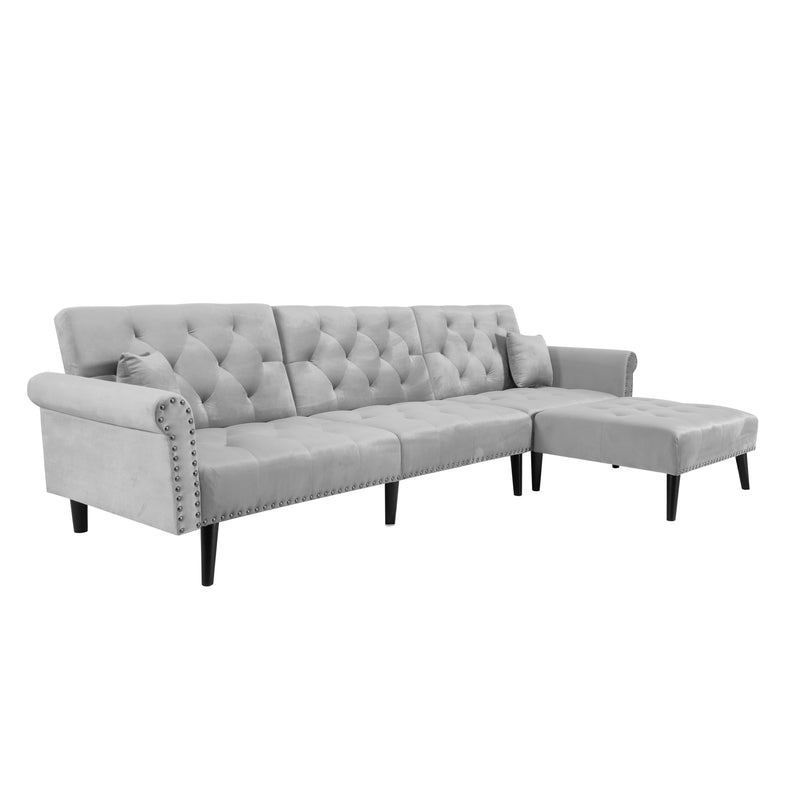 Convertible Sofa bed sleeper Light Grey velvet（W223S00002、W223S00708、W223S00870）