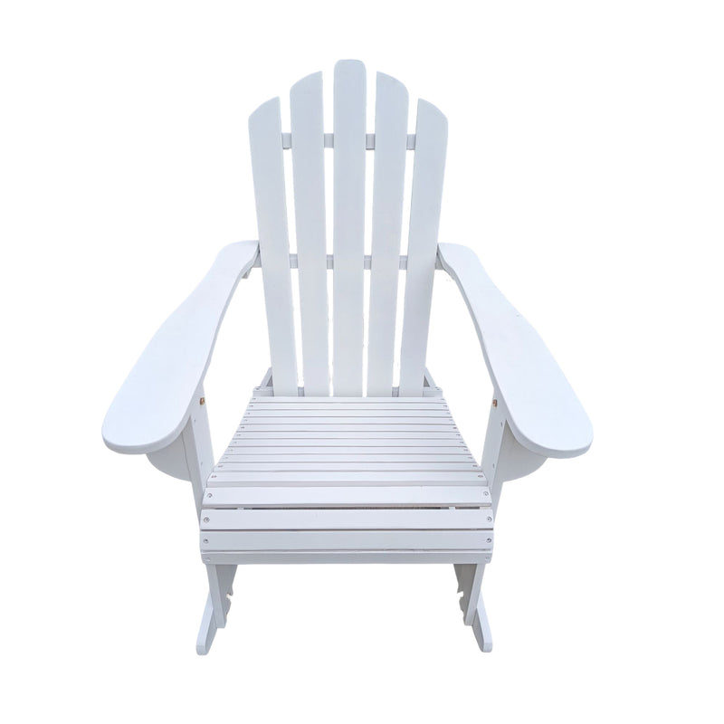 Reclining Wooden  Outdoor Rocking Adirondack chair White