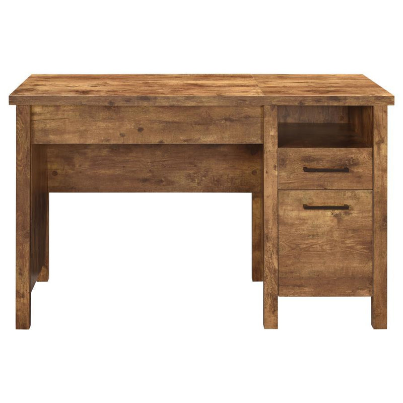 Delwin - 2-Drawer Lift Top Computer Desk - Rustic Nutmeg