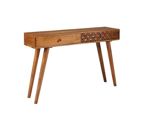 Lotus - 2-Drawer Wood Entryway Console Table - Natural Brown - Atlantic Fine Furniture Inc