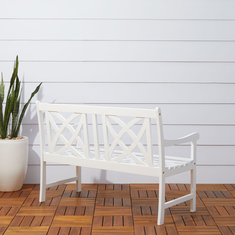 Bradley Outdoor Patio 4-foot Wood Garden Bench in White