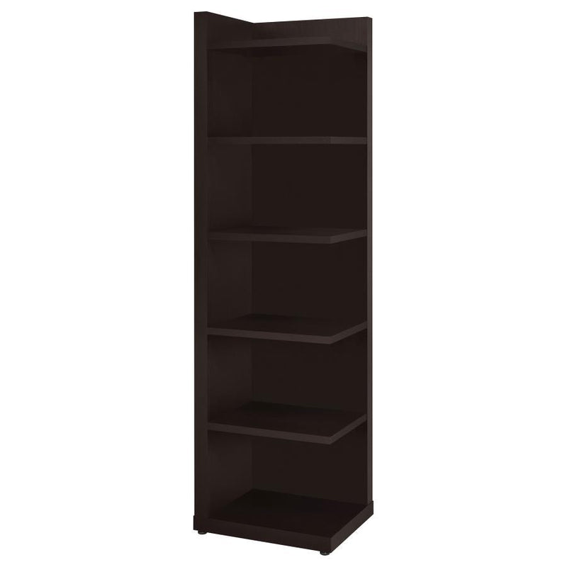 Alder - 6-Shelf Corner Bookcase - Cappuccino