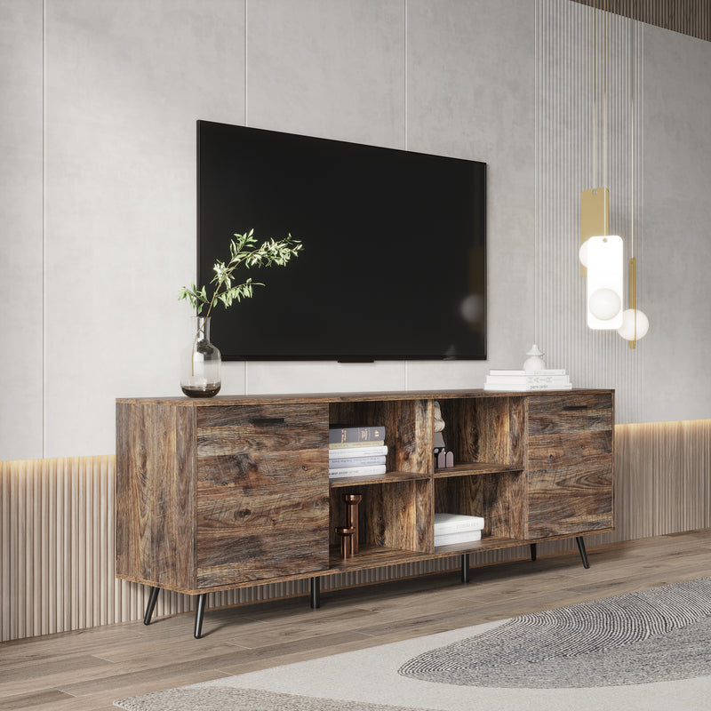 TV Stand Mid-Century Wood Modern Entertainment Center Adjustable Storage Cabinet TV Console for Living Room