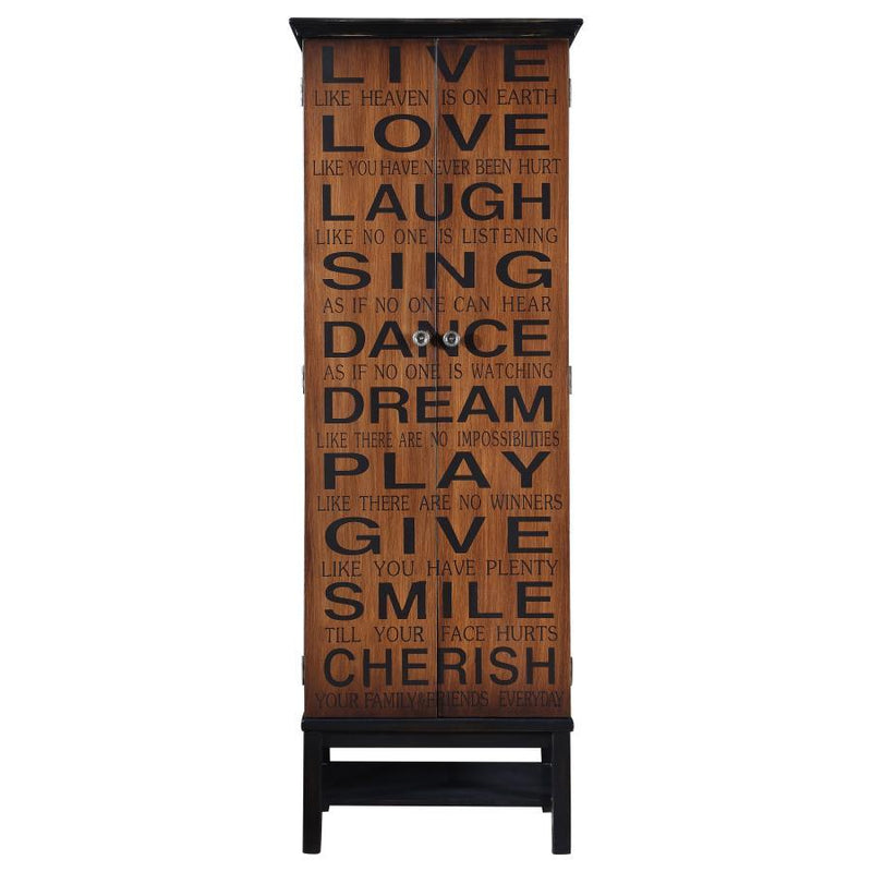 Lovegood - 2 Door Wood Tall Storage Cabinet - Black And Brown - Atlantic Fine Furniture Inc