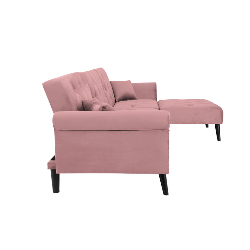 Convertible Sofa bed sleeper Pink velvet (same as W223S01595。Size difference, See Details in page.)