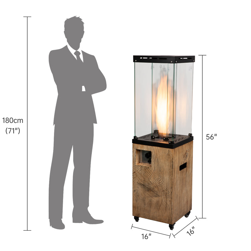 Wood-effect 41,000 BTU Outdoor Propane Standing Patio Heater