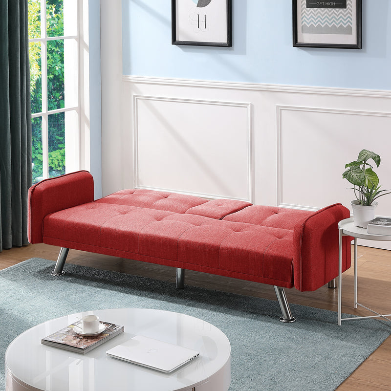 SLEEPER SOFA RED COLOR FABRIC（same as W22339670。Size difference, See Details in page.）