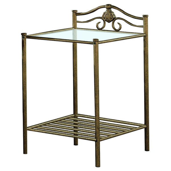 Sydney - Metal 2-Shelf Nightstand - Antique Brushed Gold - Atlantic Fine Furniture Inc