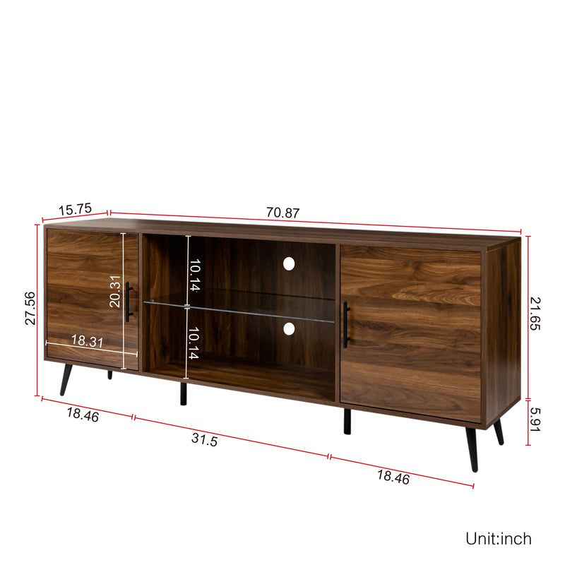 TV Stand Mid-Century Wood Modern Entertainment Center Adjustable Storage Cabinet TV Console for Living Room