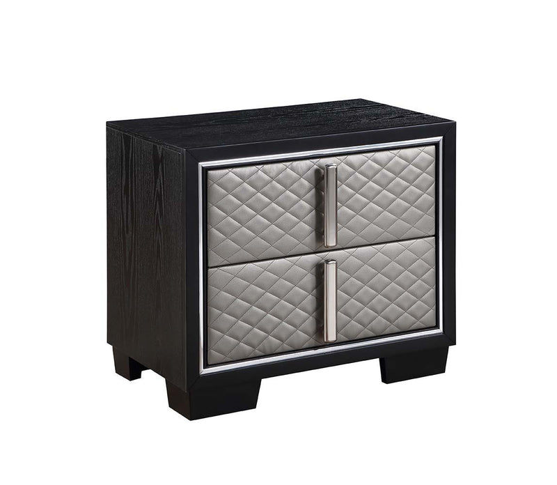 Nicola - Nightstand - Silver PU & Black Finish