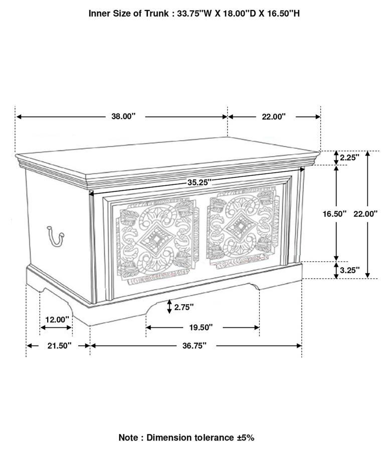 Nilay - Wood Storage Trunk - White Washed And Black